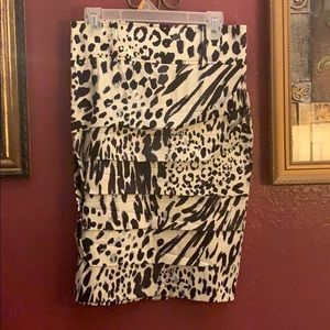 Black and white leopard print skirt